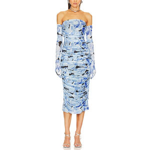 Misha 'Cosimo' Blue Mesh Midi & Glove Set Size XS